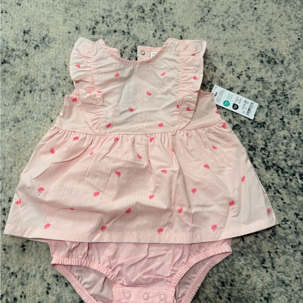 Carters Pink Ruffled Baby Dress with Bloomers